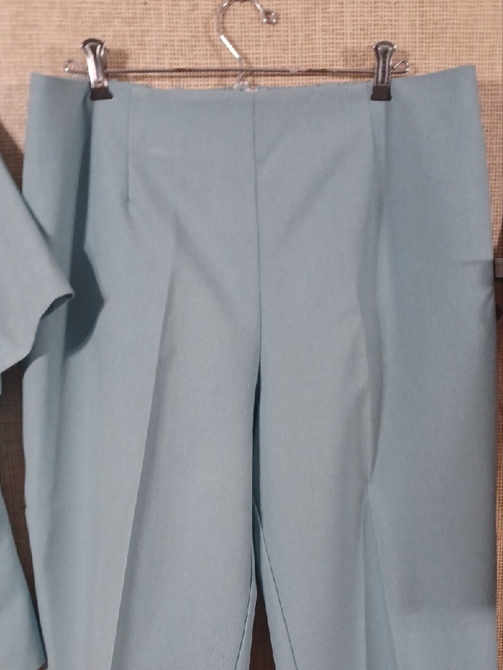 Women's Two-Piece Short Sleeve Jacket & Straight Leg Pants in Light Teal - Picture 4 of 10